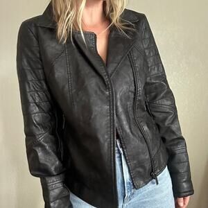 Buffalo David Bitton Faux Leather Moto Jacket Black Size S